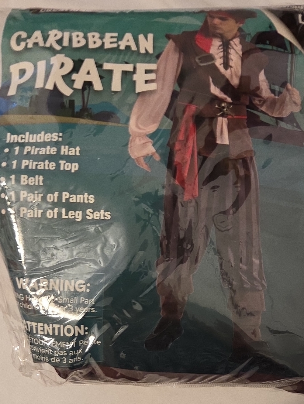 Caribbean Pirate Mens Costume - Brown & Red